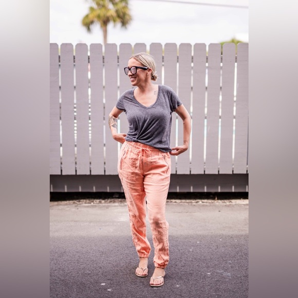 NWT- Athleta Womens Cabo Linen Jogger Cactus Peach-14 - Picture 2 of 7